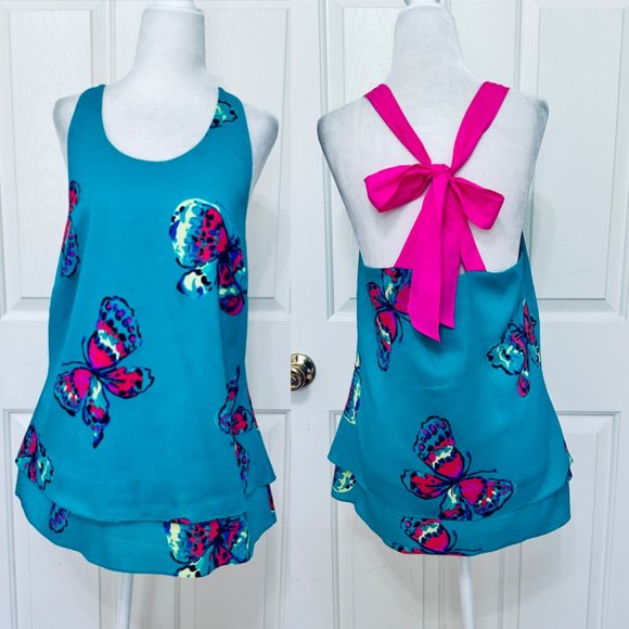 LIKE NEW LILLY PULITZER I'VE GOT BUTTERFLIES MARIS BLOUSE TOP - Picture 1 of 8